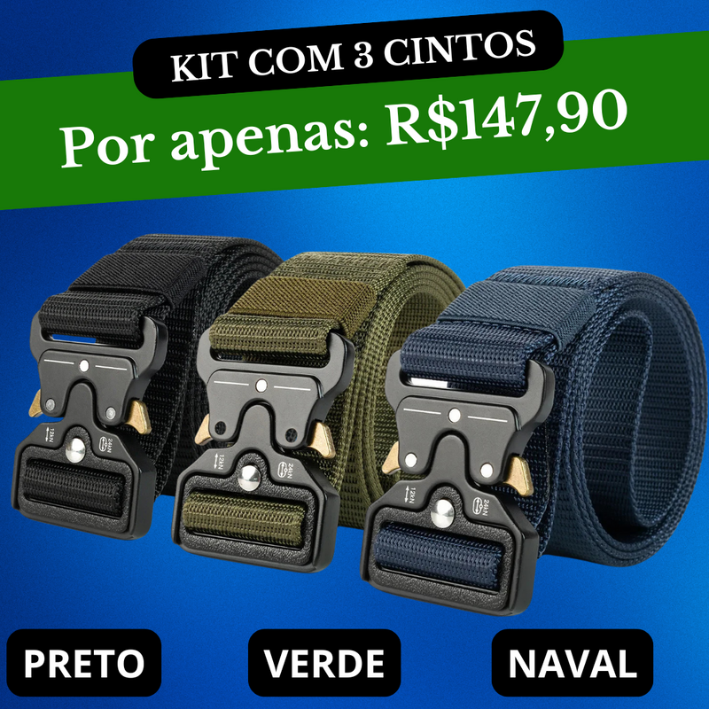 Cinto Militar Tático - Fivela de Metal Original